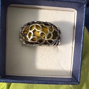 Murano Tigers Eye, Silver Filigri Dome Ring   SIZE 8